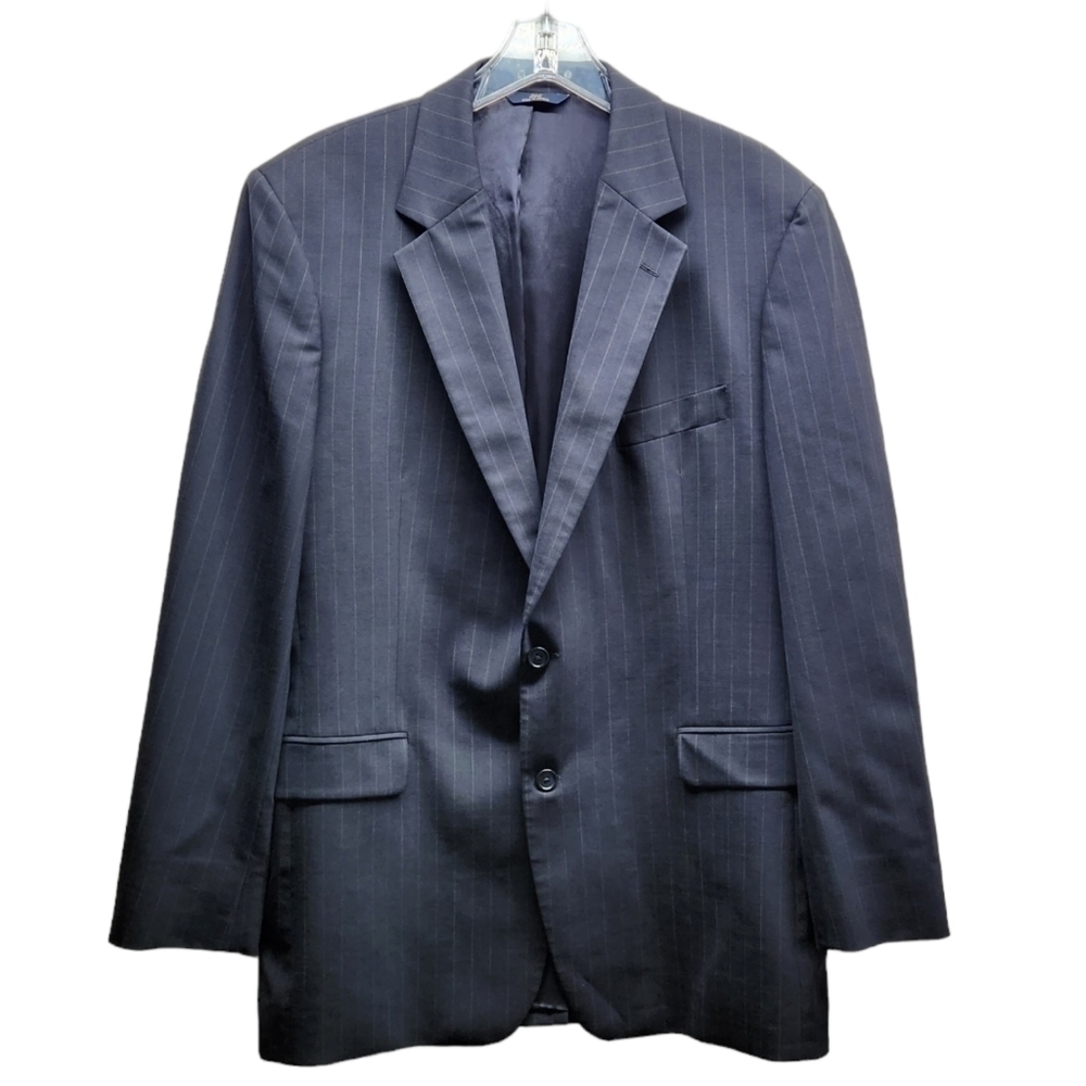 BROOKS Brothers 346 Mens 44L Wool Black Pinstripe Blazer Sport Coat Suit Jacket - Picture 2 of 11
